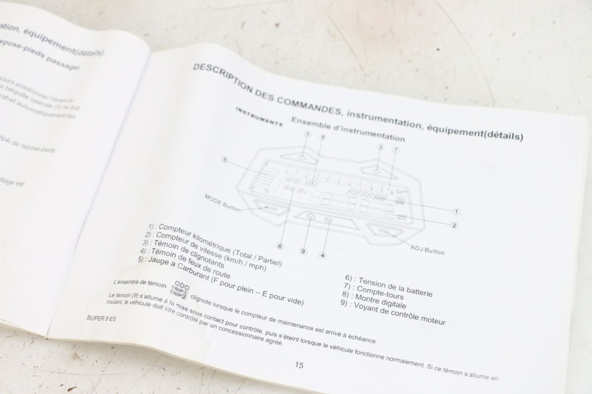 photo de MANUAL DO UTILIZADOR KYMCO SUPER 8 4T 50 (2021 - 2024) - Zoom do estado de desgaste